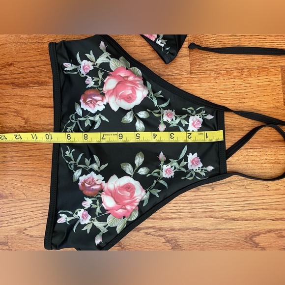 NWT Cupshe Black Floral High Waisted Bikini Size Small. - Picture 10 of 13